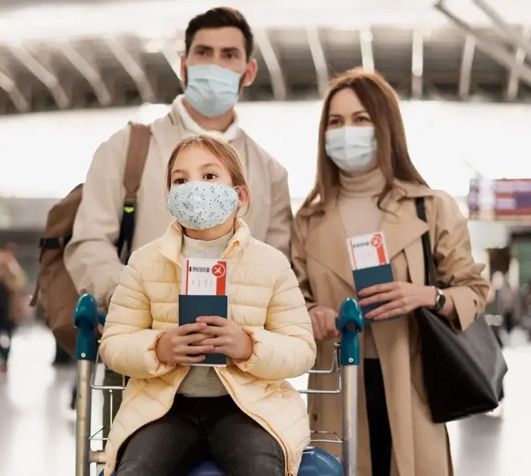 Parent traveling with child requiring a notarized consent to travel letter.