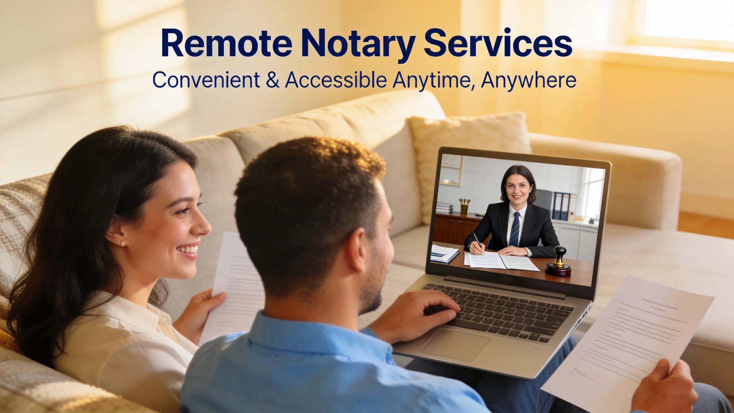 Happy clients experiencing remote notary services, highlighting the advantages of online legal procedures