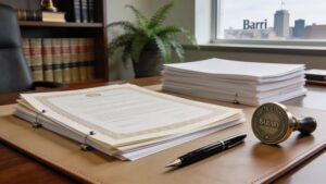 Interior view of a notary public office in Barrie, portraying trust and professionalism in legal document services.